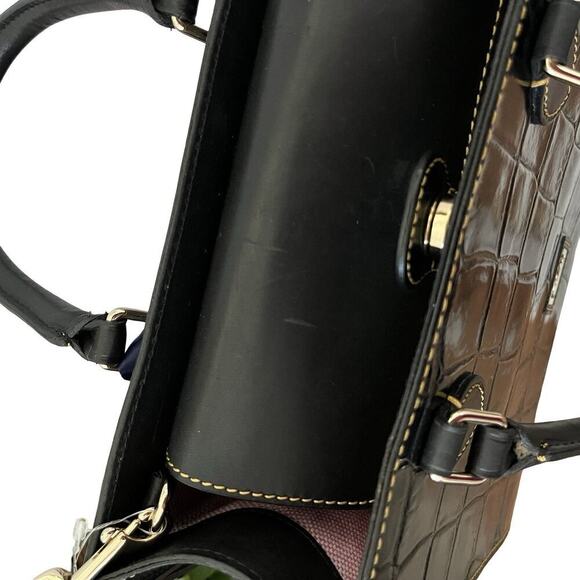 Dooney & Bourke Janine Croc Embossed Leather Satchel Purse Black Top Handles NWT - Picture 9 of 16